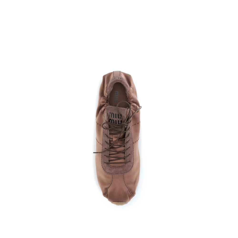 Brown Viscose Low Top Sneakers - Élégance Sélective