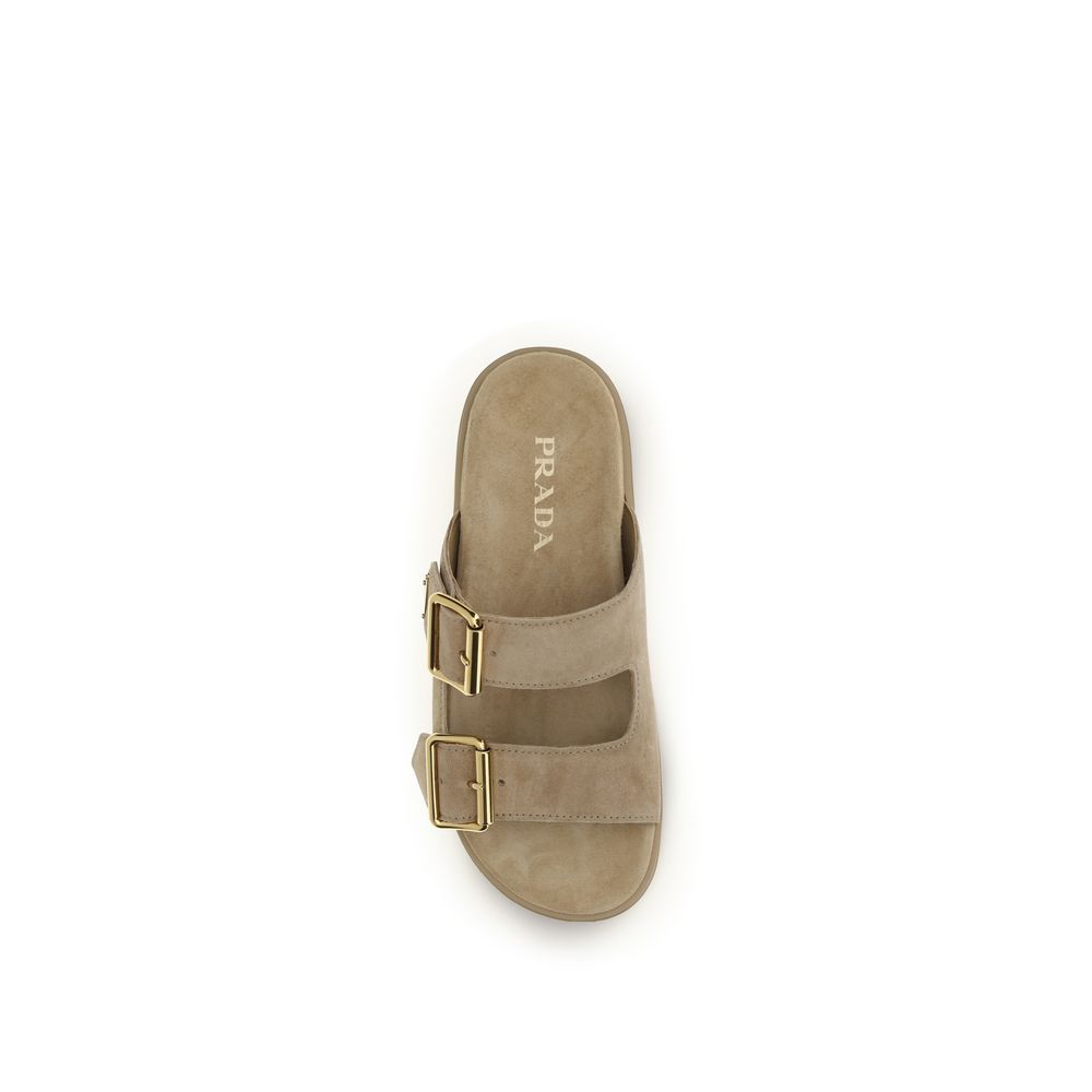 Beige Calf Leather Bos Taurus Platform Sandals - Élégance Sélective