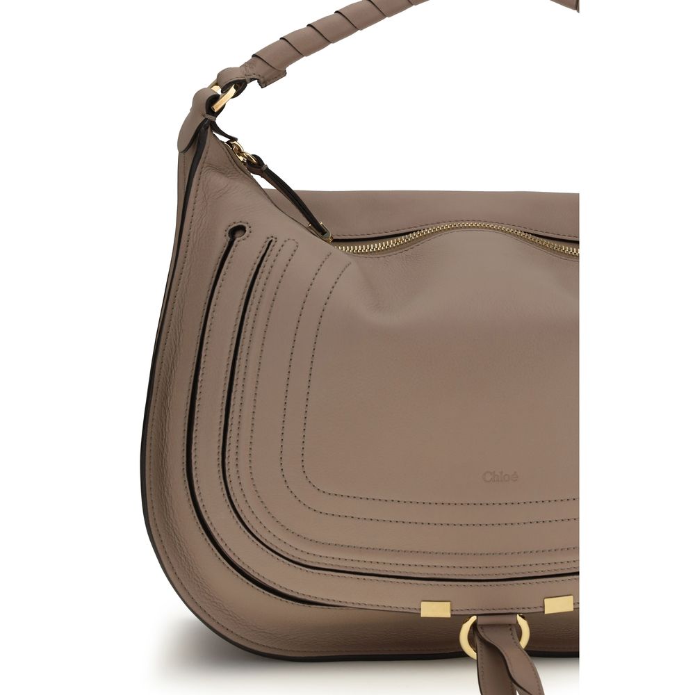 Beige Calf Leather Bos Taurus Shoulder Bag - Élégance Sélective