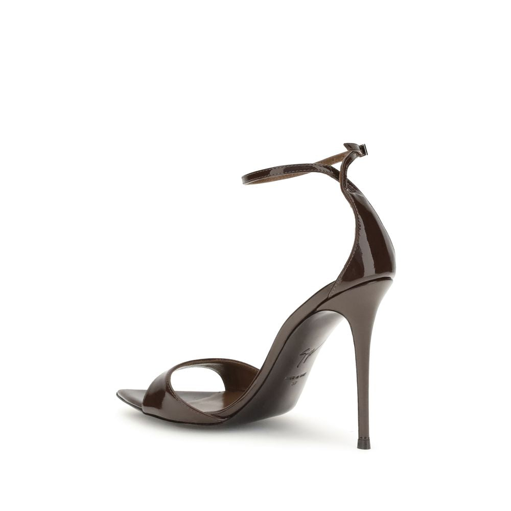 Black Leather Stiletto Heel Sandals - Élégance Sélective