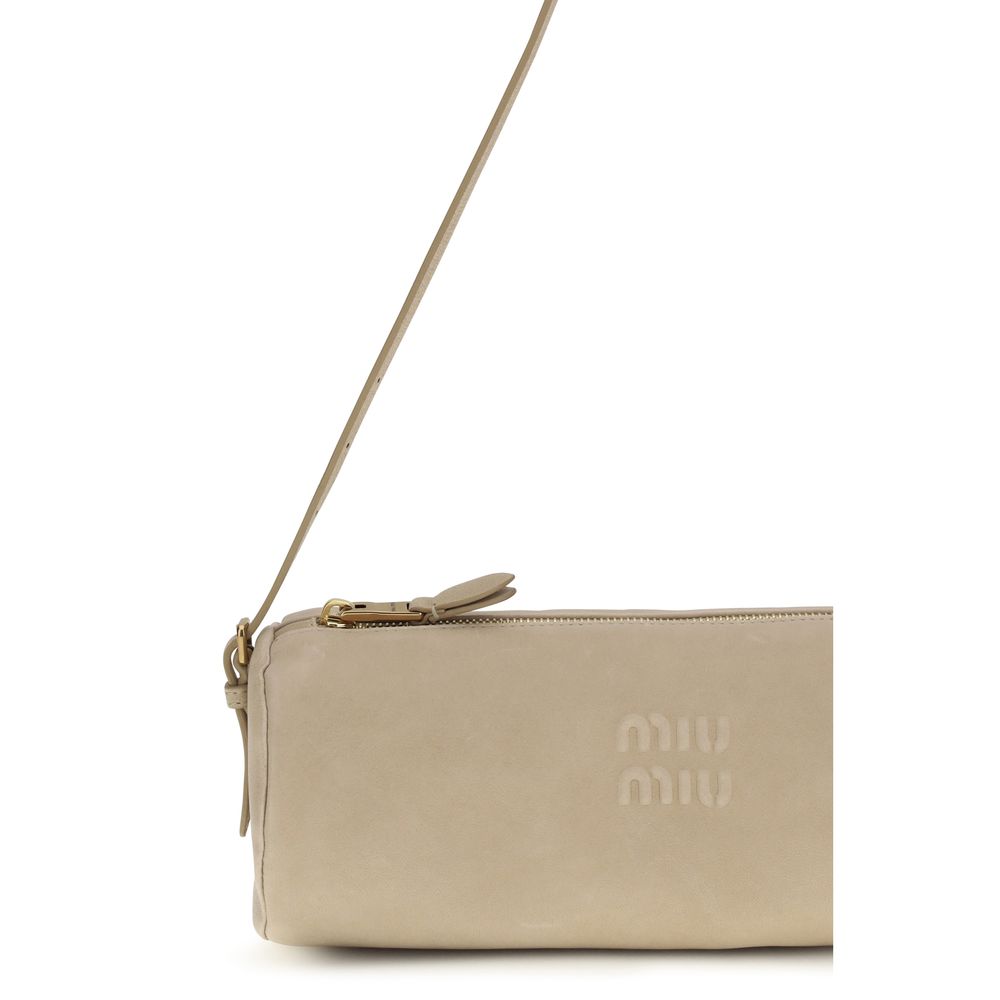 Beige Calf Leather Bos Taurus Shoulder Bag - Élégance Sélective
