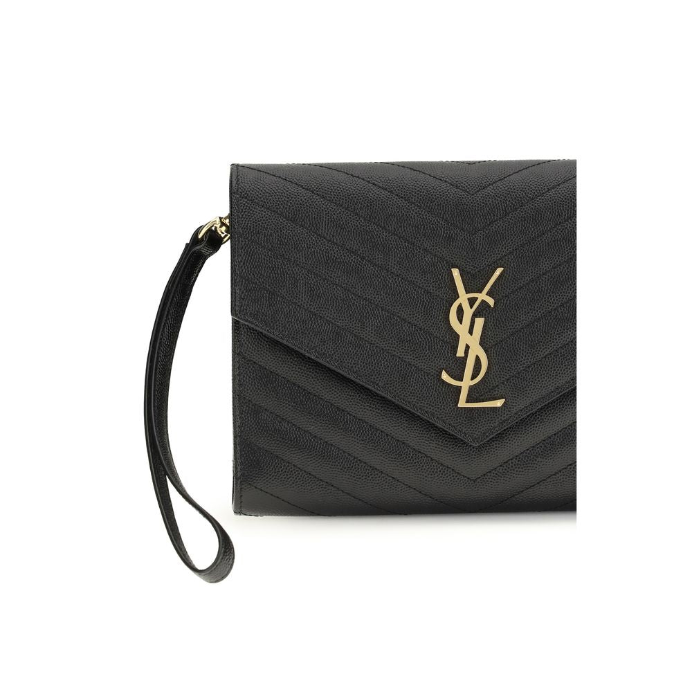 Black Calf Leather Bos Taurus Clutch Bag - Élégance Sélective