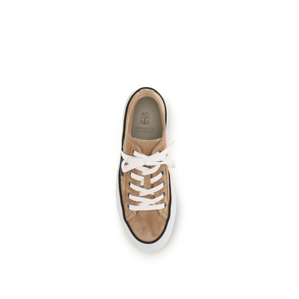 Beige Calf Leather Bos Taurus Low Top Sneakers - Élégance Sélective