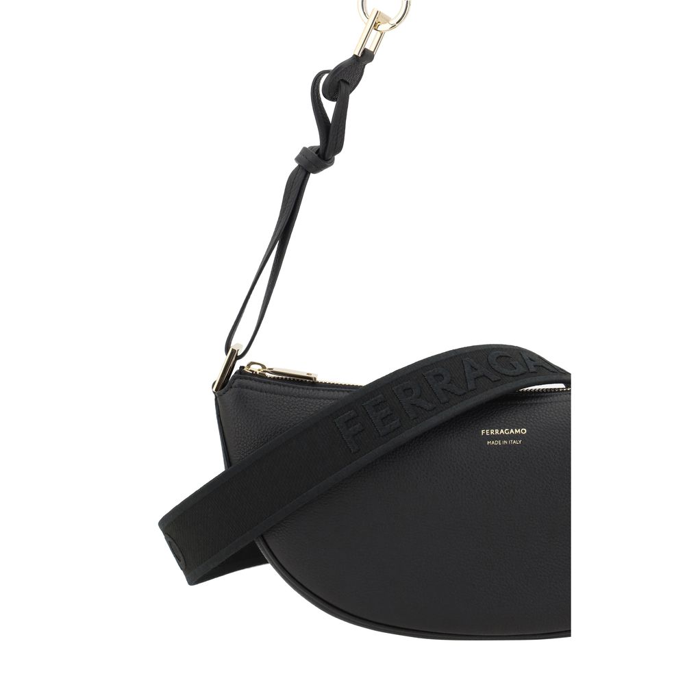 Black Calf Leather Bos Taurus Shoulder Bag - Élégance Sélective