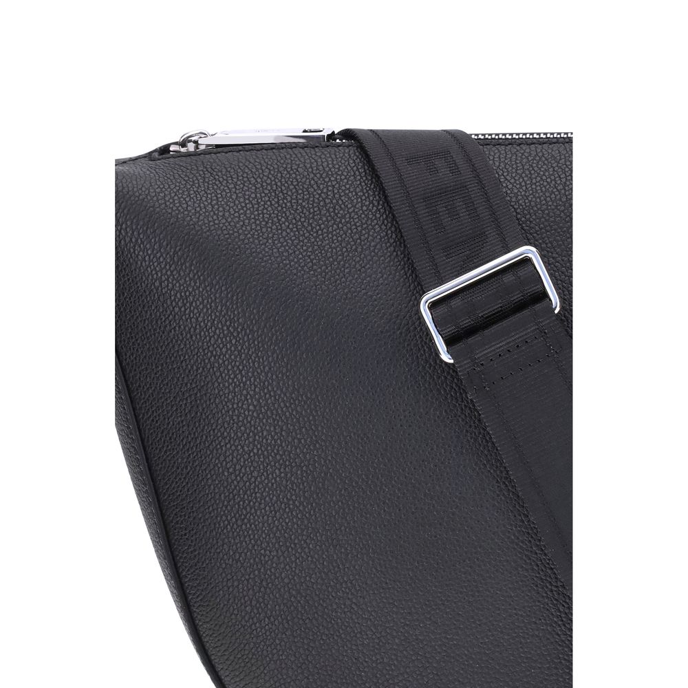 Black Calf Leather Bos Taurus Shoulder Bag - Élégance Sélective