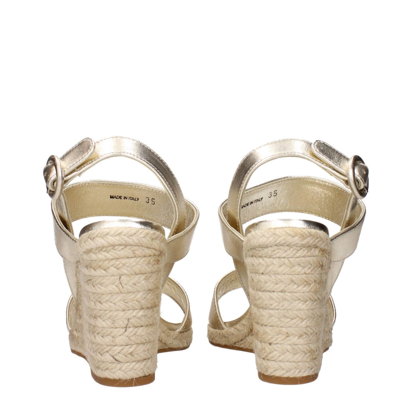 Gold Leather Wedge Sandals