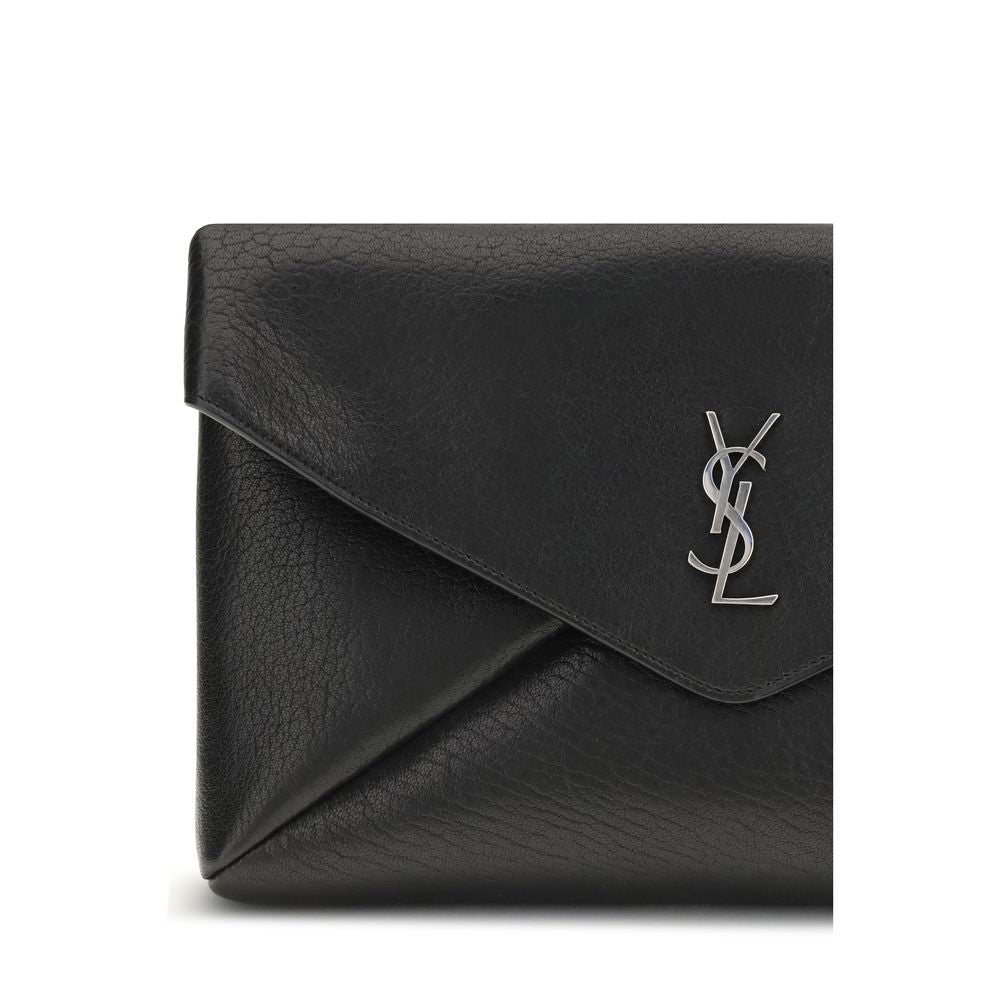 Black Calf Leather Bos Taurus Clutch Bag - Élégance Sélective