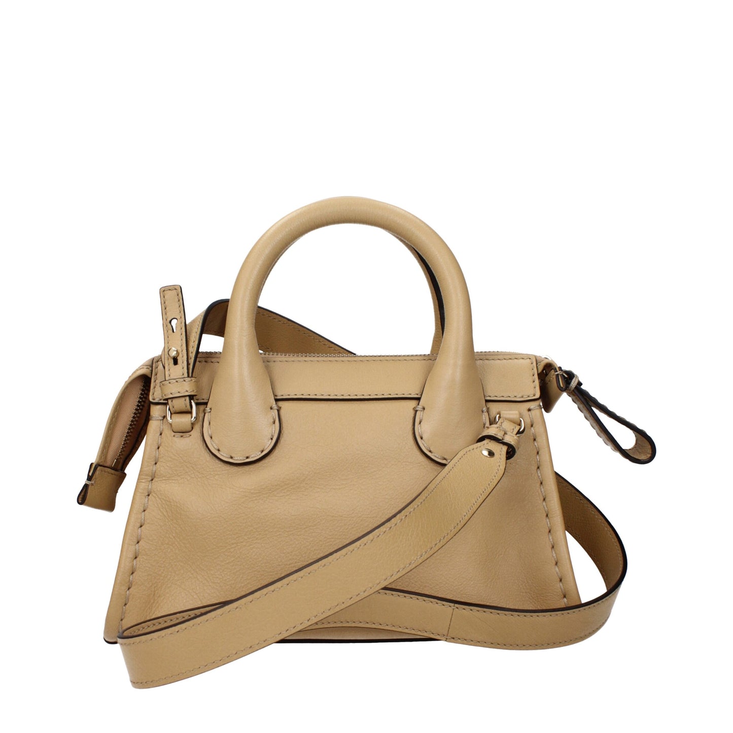 Beige Leather Handbag - Élégance Sélective