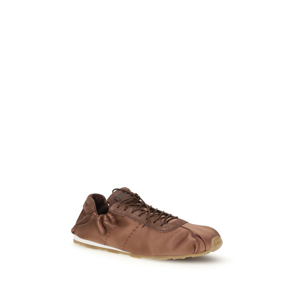 Brown Viscose Low Top Sneakers - Élégance Sélective