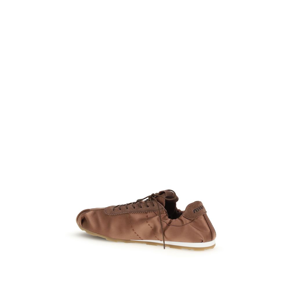 Brown Viscose Low Top Sneakers - Élégance Sélective