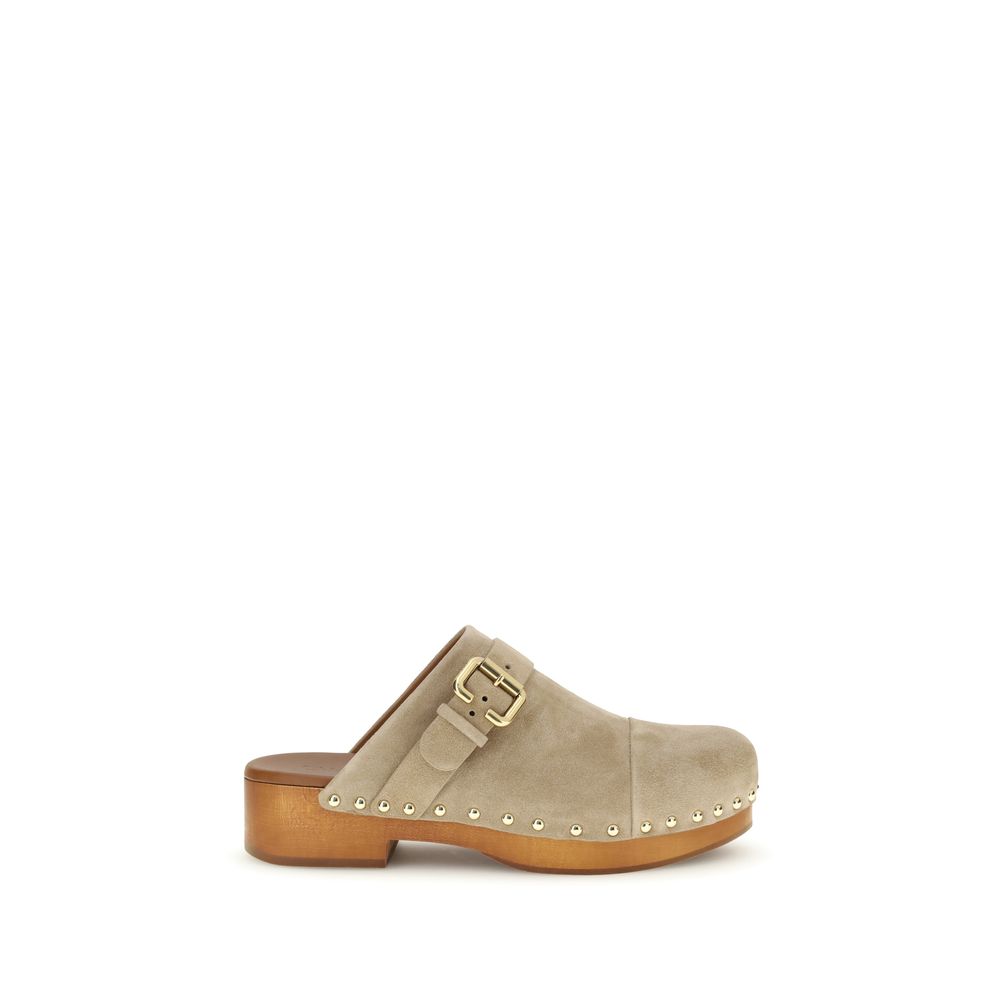 Beige Calf Leather Bos Taurus Clogs - Élégance Sélective
