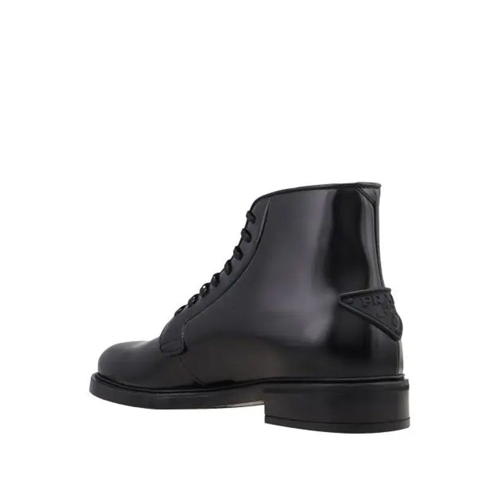 Black Calfskin Lace-Up Boots