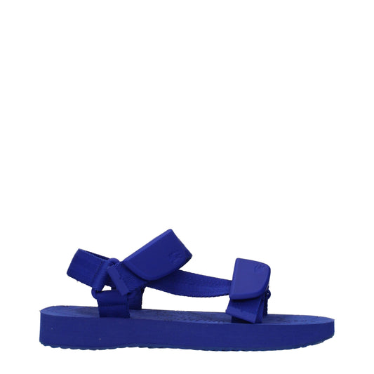 Blue Fabric Flat Sandals