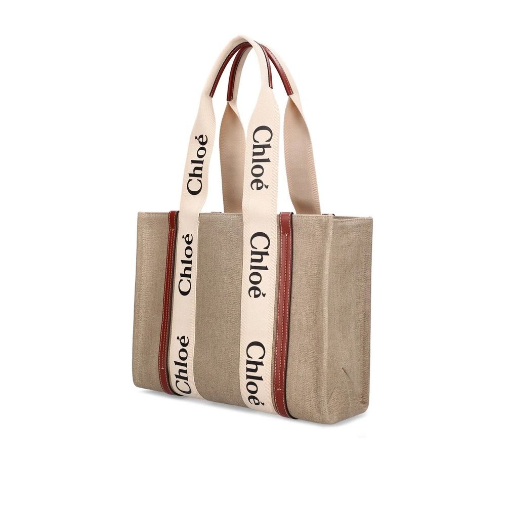 Beige Linen Tote Bag - Élégance Sélective