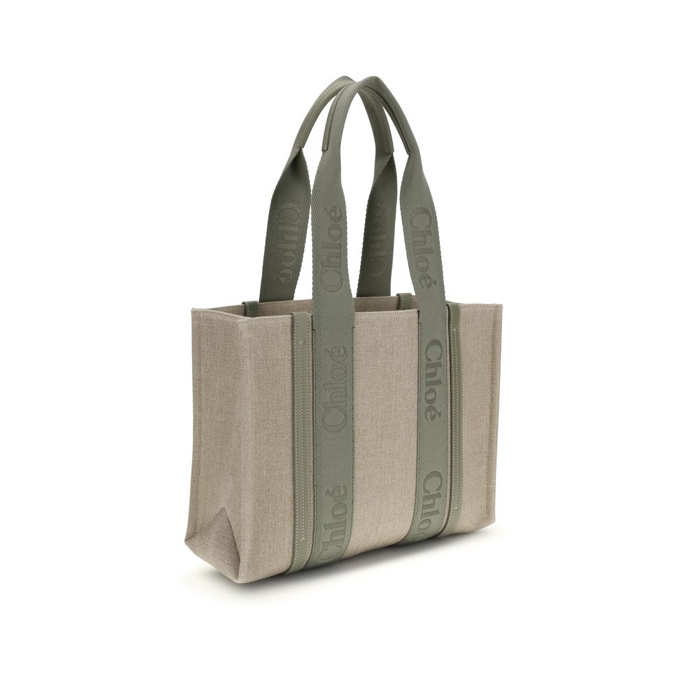 Beige Linen Shoulder Bag