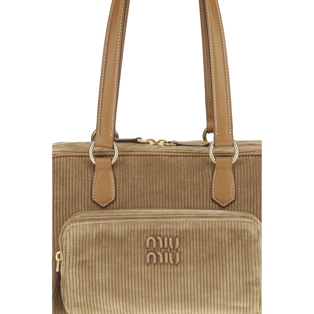 Beige Cotton Shoulder Bag