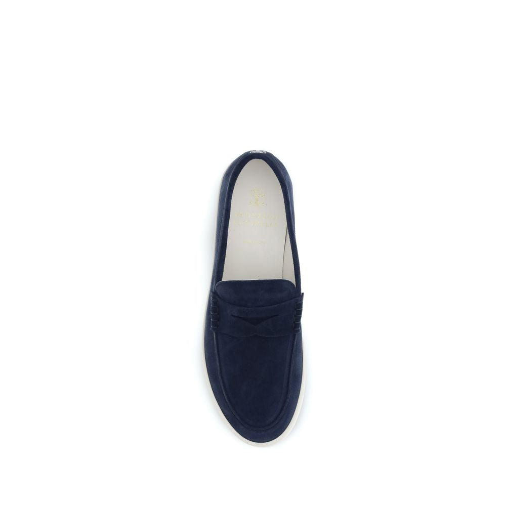 Blue Calf Leather Bos Taurus Slip-On Loafers