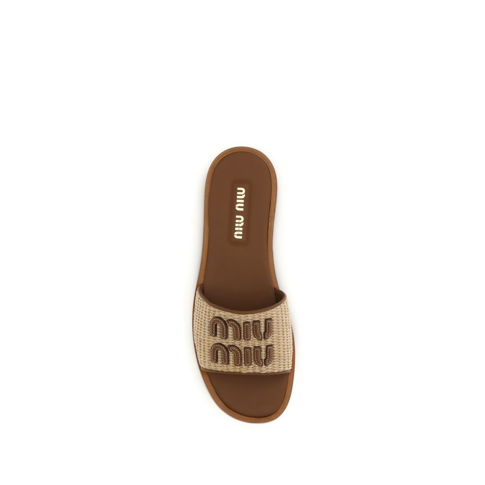 Beige Calf Leather Bos Taurus Flat Sandals