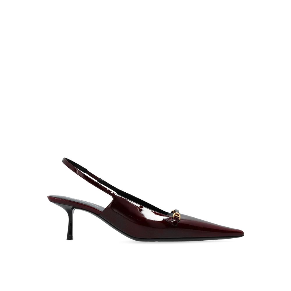 Burgundy Calfskin Mid Heel Pumps