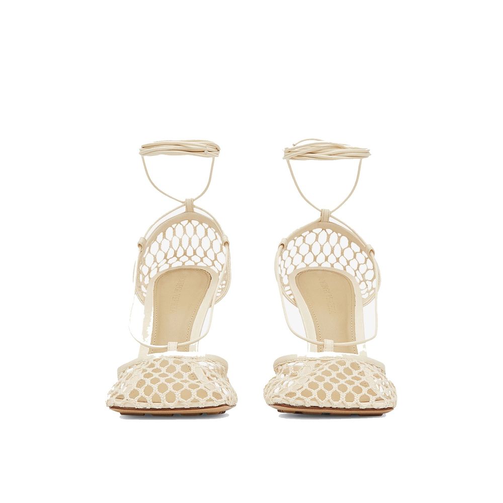 White Fabric High Heel Pumps