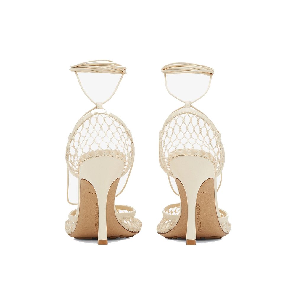 White Fabric High Heel Pumps