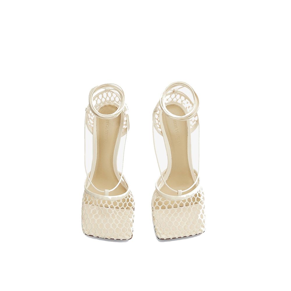 White Fabric High Heel Pumps