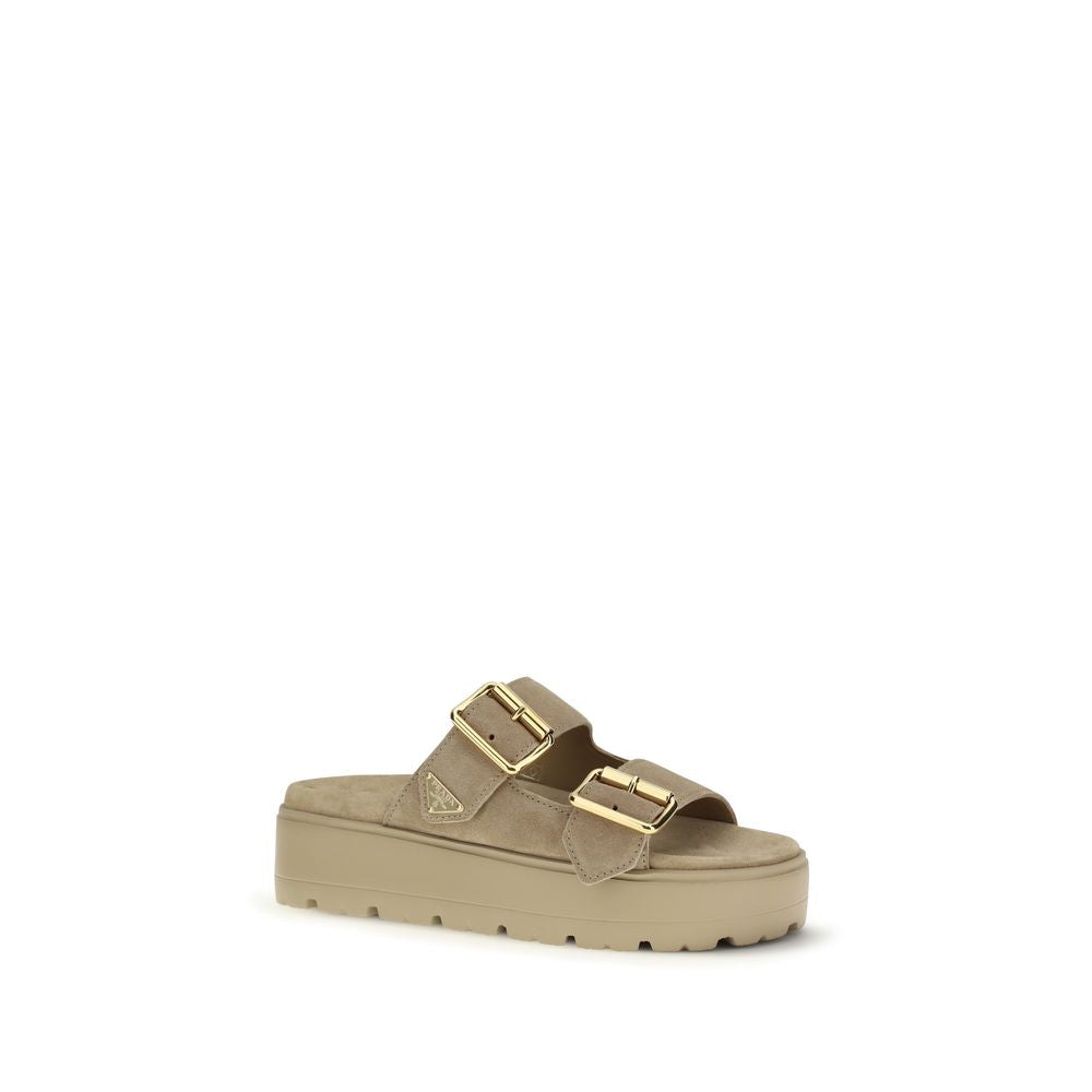 Beige Calf Leather Bos Taurus Platform Sandals - Élégance Sélective