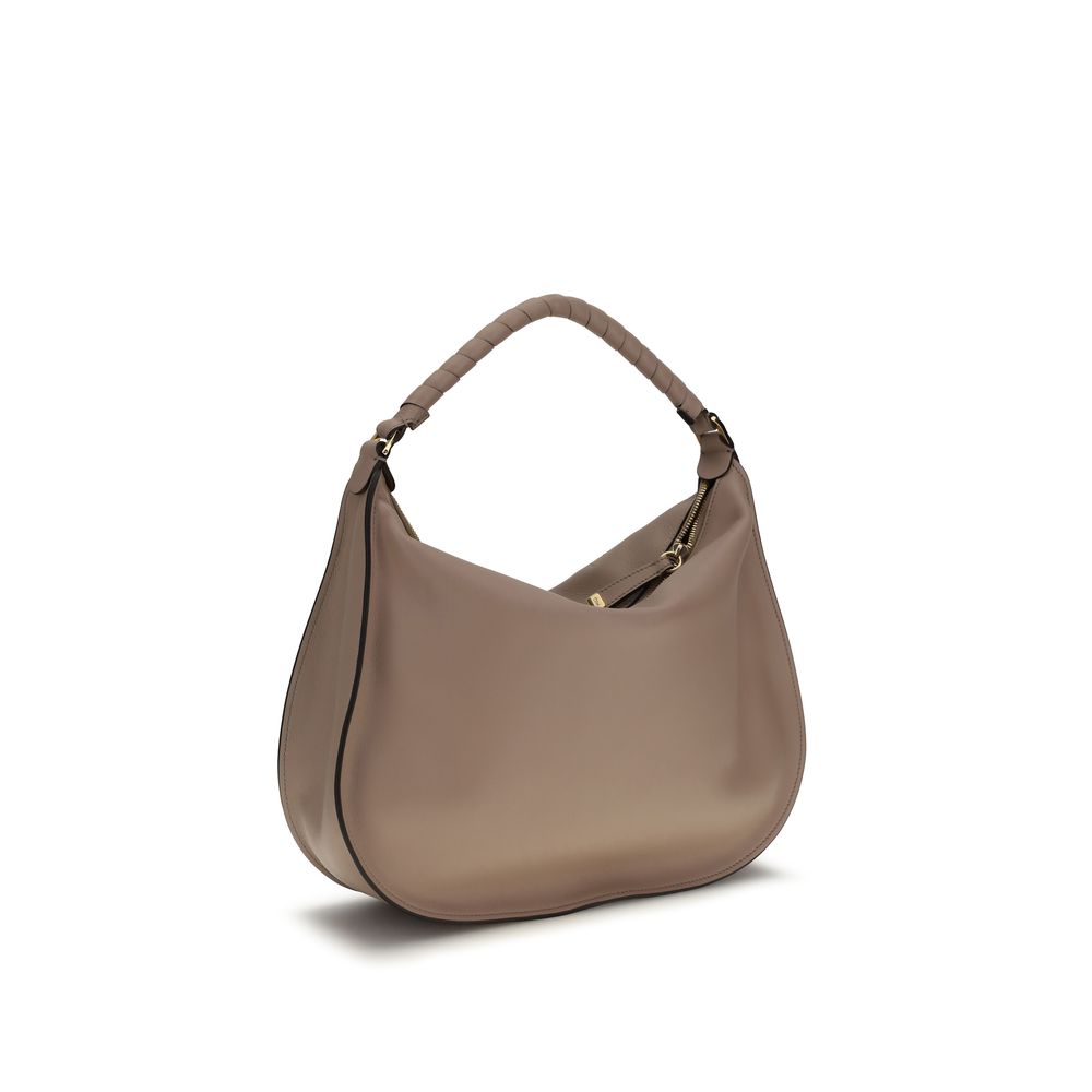 Beige Calf Leather Bos Taurus Shoulder Bag - Élégance Sélective