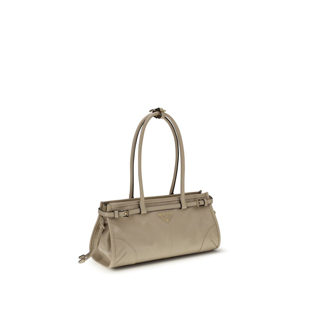 Beige Calf Leather Bos Taurus Shoulder Bag - Élégance Sélective