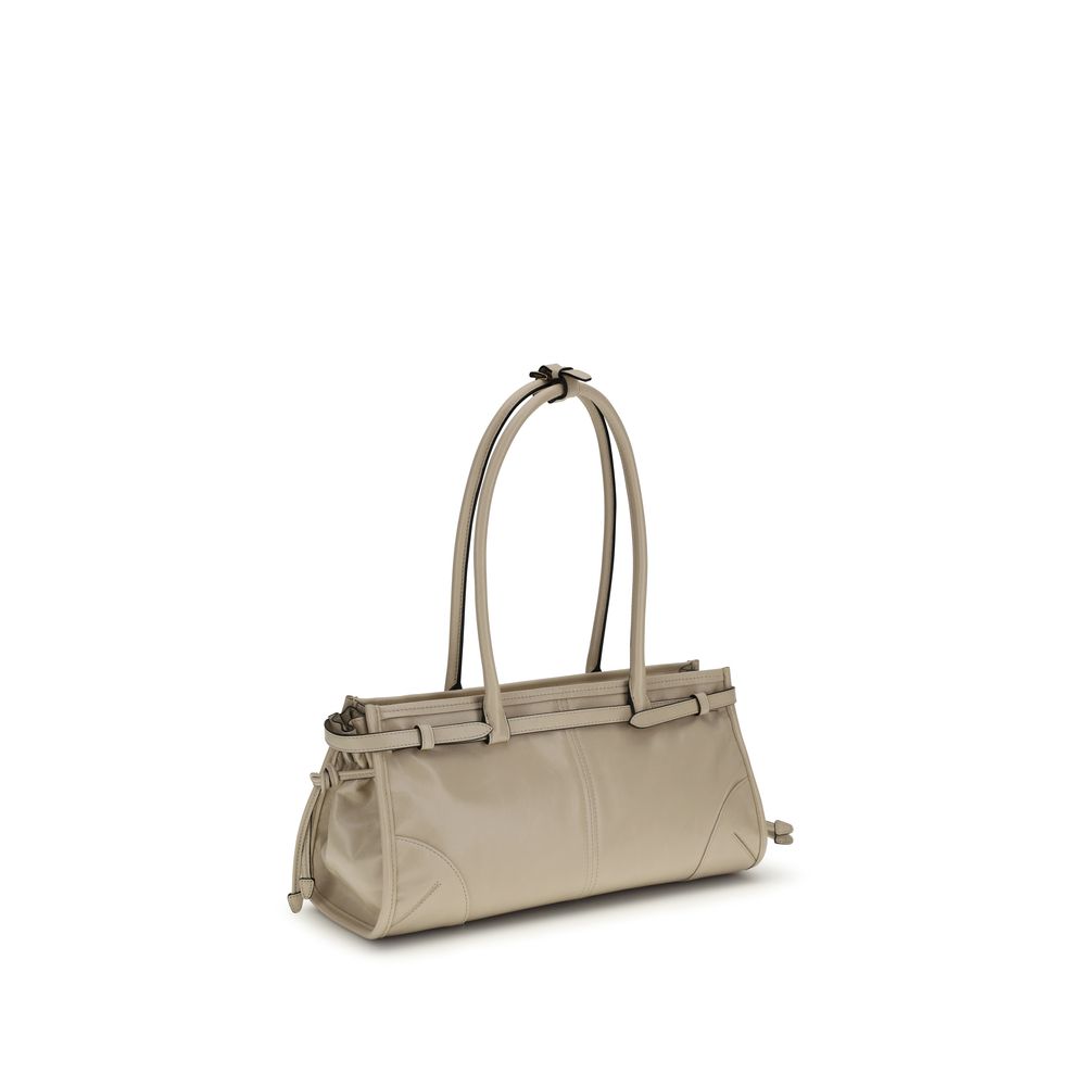 Beige Calf Leather Bos Taurus Shoulder Bag - Élégance Sélective