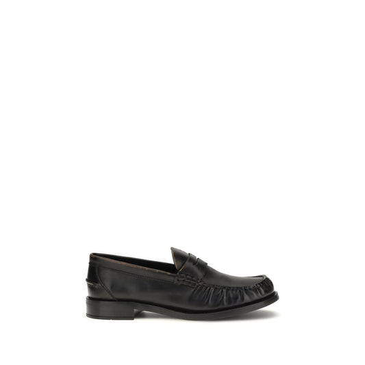 Black Calf Leather Bos Taurus Slip-On Loafers - Élégance Sélective