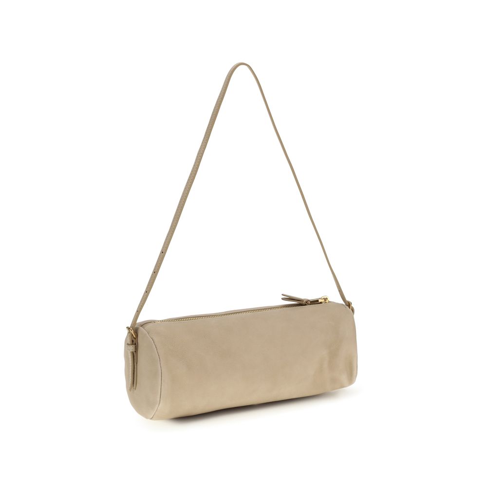 Beige Calf Leather Bos Taurus Shoulder Bag - Élégance Sélective