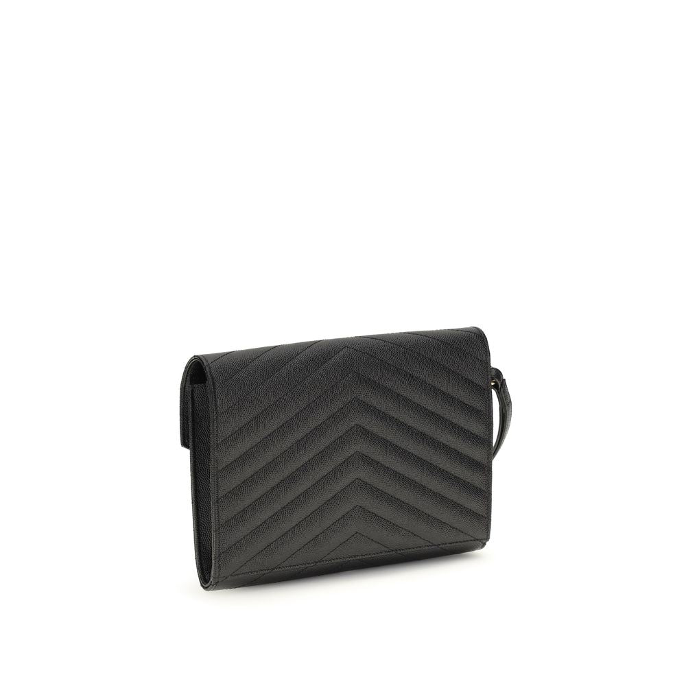 Black Calf Leather Bos Taurus Clutch Bag - Élégance Sélective