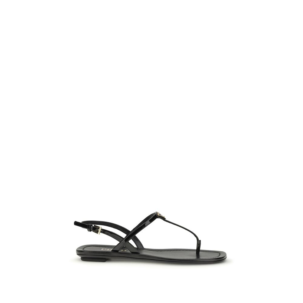 Black Calf Leather Bos Taurus Flip-Flop Sandals - Élégance Sélective