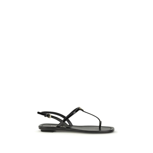 Black Calf Leather Bos Taurus Flip-Flop Sandals - Élégance Sélective