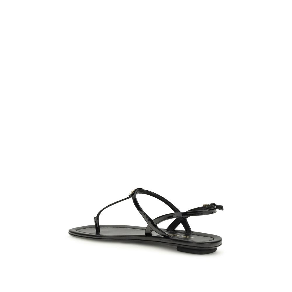 Black Calf Leather Bos Taurus Flip-Flop Sandals - Élégance Sélective