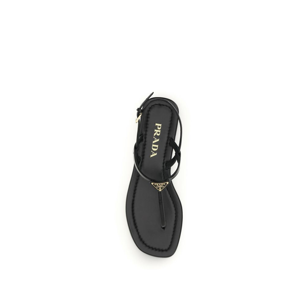Black Calf Leather Bos Taurus Flip-Flop Sandals - Élégance Sélective