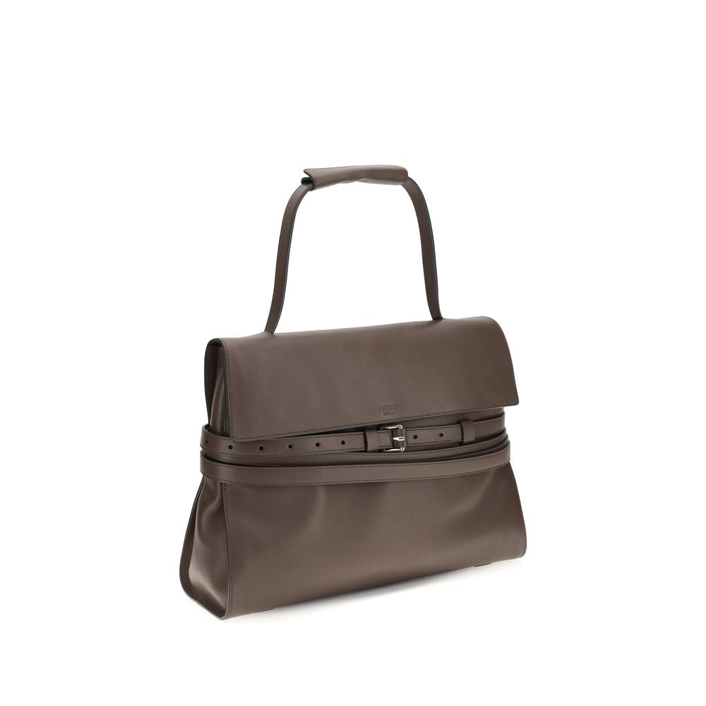 Brown Calf Leather Bos Taurus Handbag - Élégance Sélective