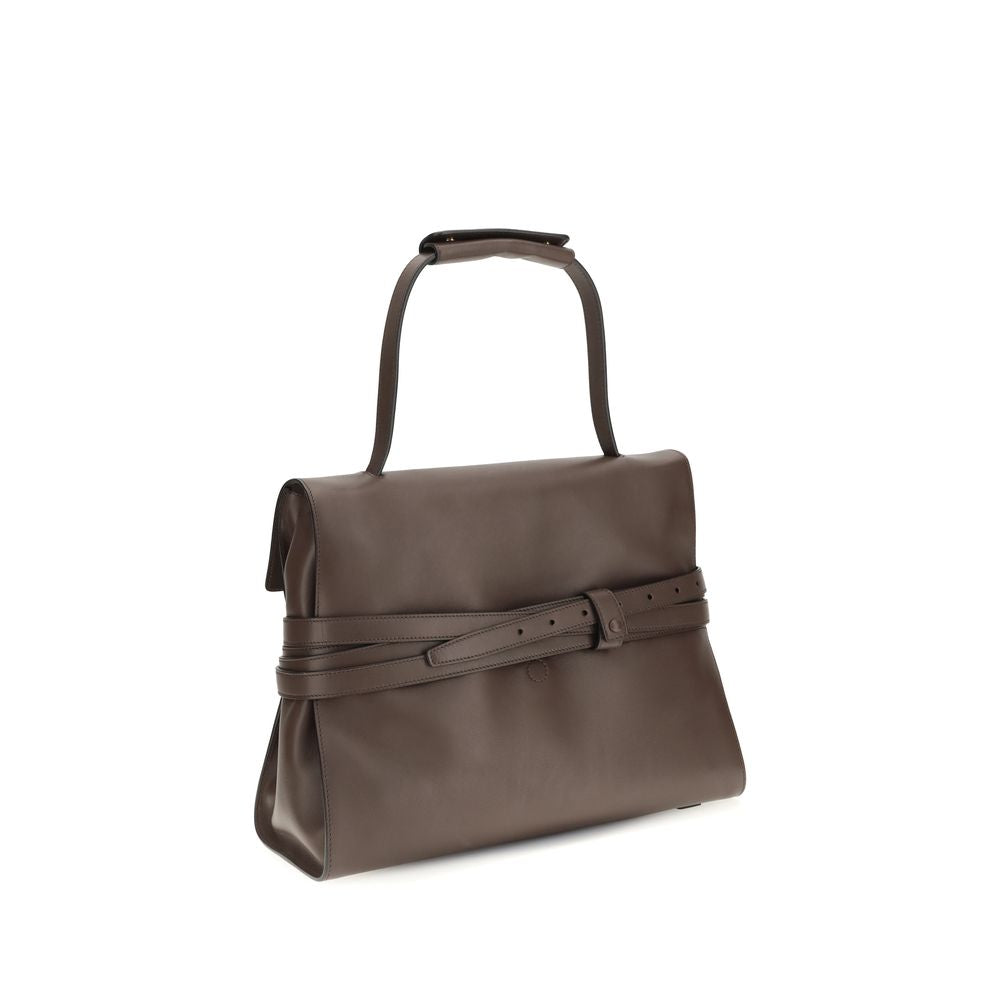 Brown Calf Leather Bos Taurus Handbag - Élégance Sélective