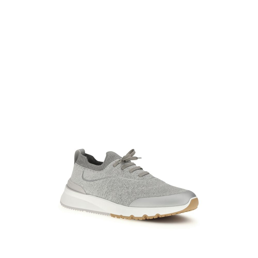 Gray Cotton Athletic Sneakers - Élégance Sélective