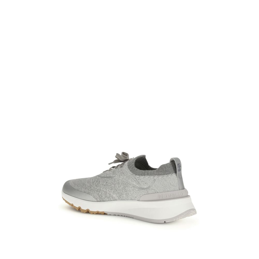 Gray Cotton Athletic Sneakers - Élégance Sélective