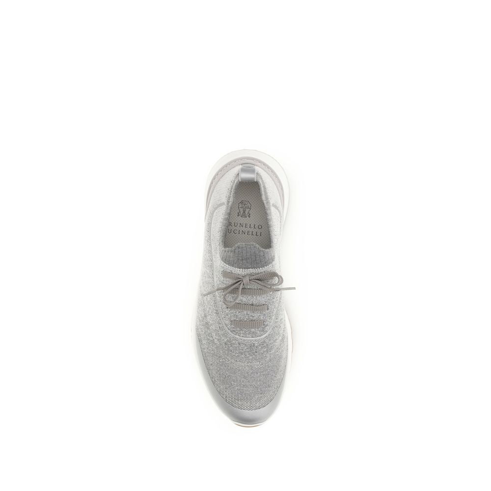 Gray Cotton Athletic Sneakers - Élégance Sélective