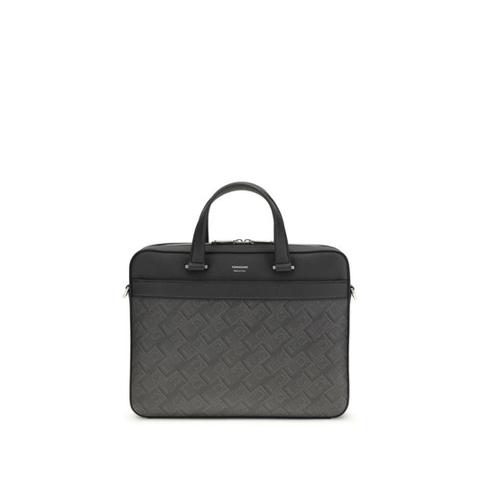 Gray Calf Leather Bos Taurus Briefcase - Élégance Sélective