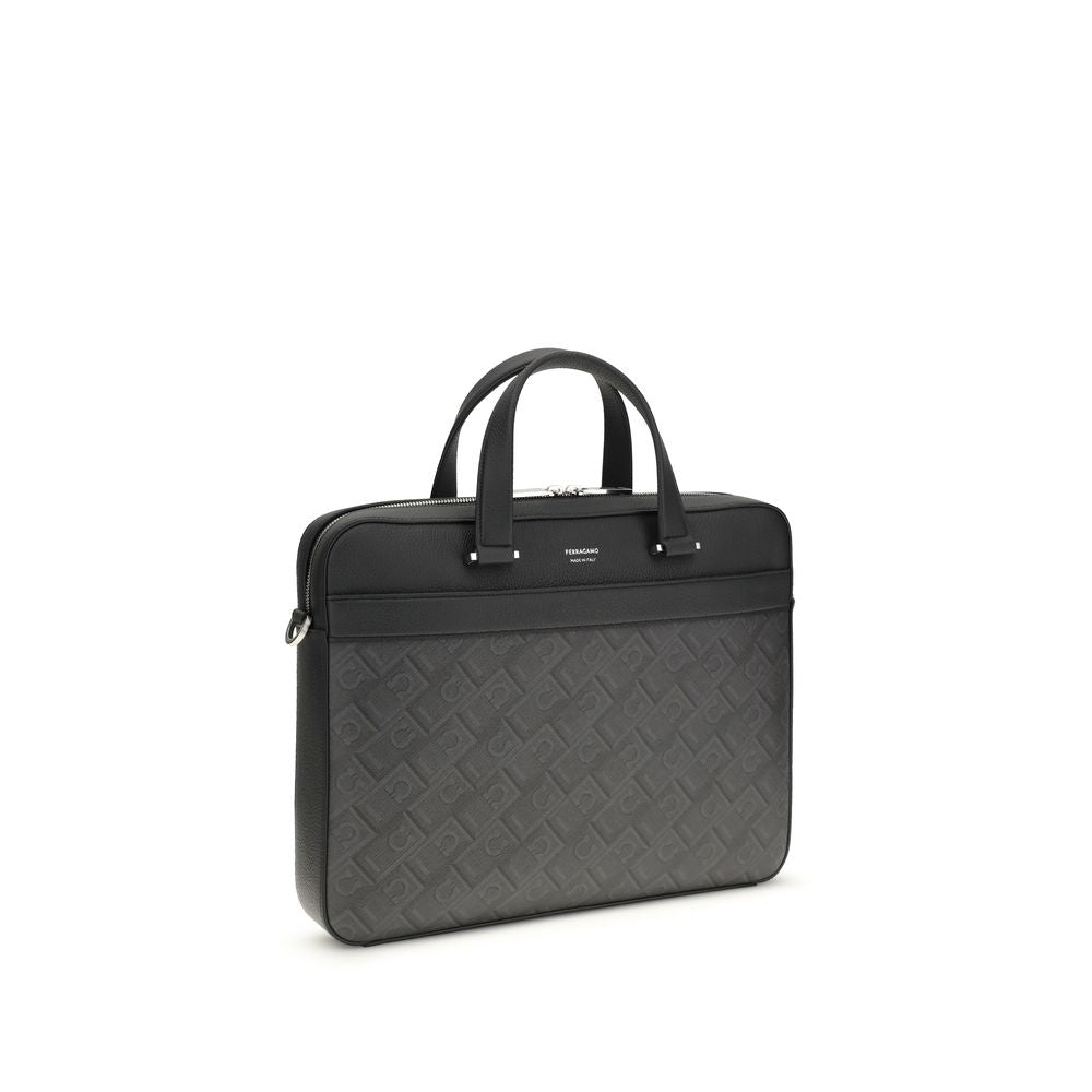 Gray Calf Leather Bos Taurus Briefcase - Élégance Sélective