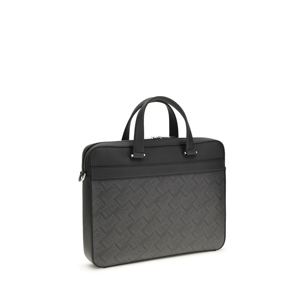 Gray Calf Leather Bos Taurus Briefcase - Élégance Sélective