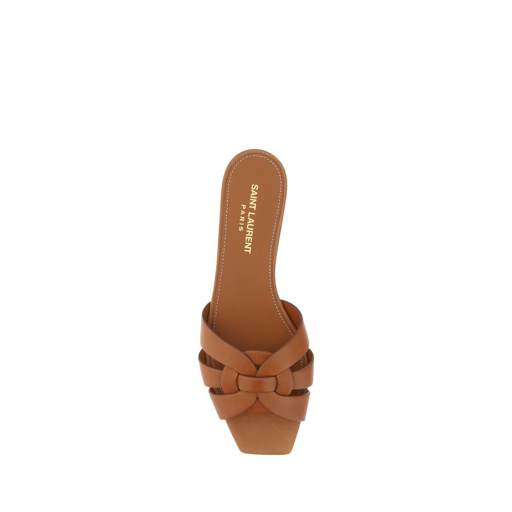 Brown Calf Leather Bos Taurus Flat Sandals - Élégance Sélective