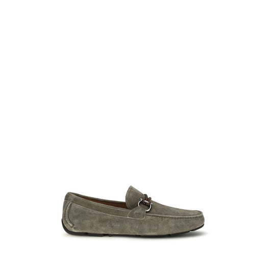 Gray Calf Leather Bos Taurus Slip-On Loafers - Élégance Sélective
