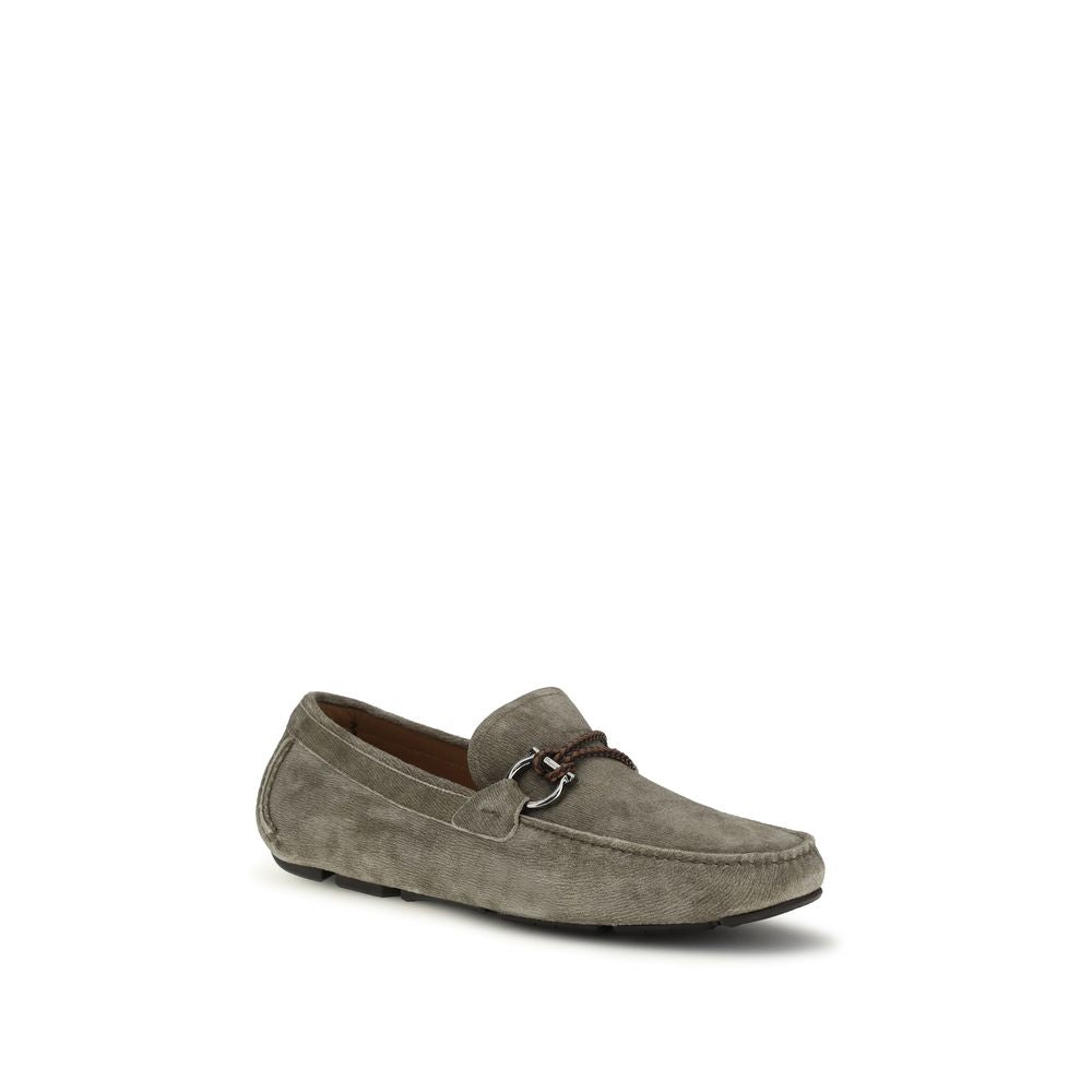 Gray Calf Leather Bos Taurus Slip-On Loafers - Élégance Sélective
