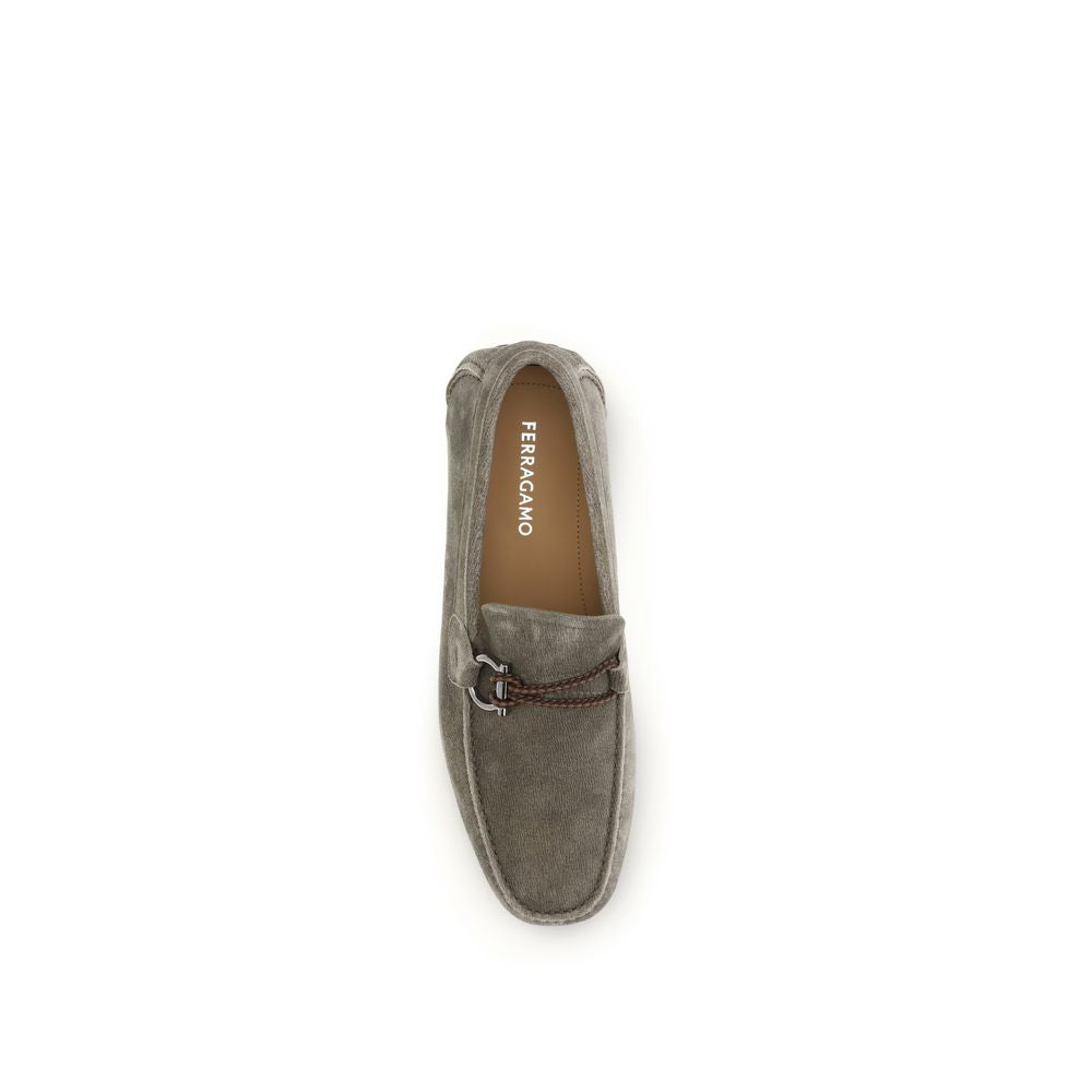 Gray Calf Leather Bos Taurus Slip-On Loafers - Élégance Sélective