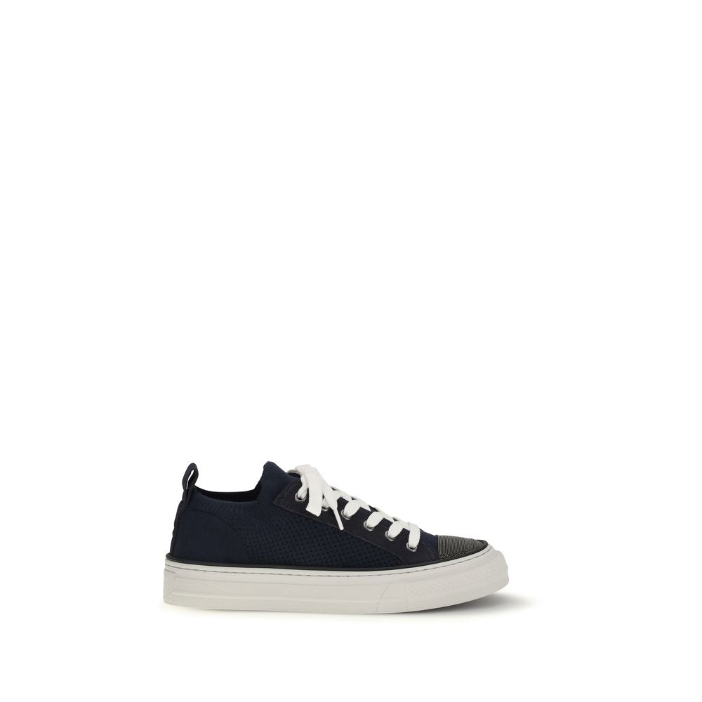 Black Cotton Low Top Sneakers - Élégance Sélective